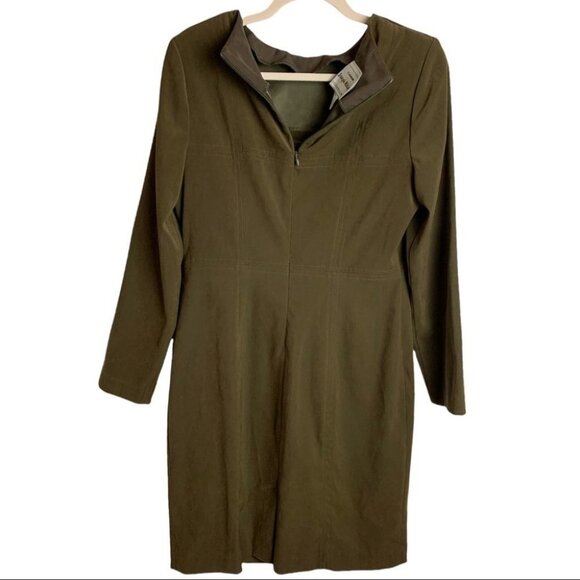 Joseph Ribkoff Vintage Olive  Green Dress Size Vintage 12 Work Wear - Picture 4 of 9